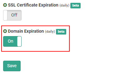 Domain expires toggle
