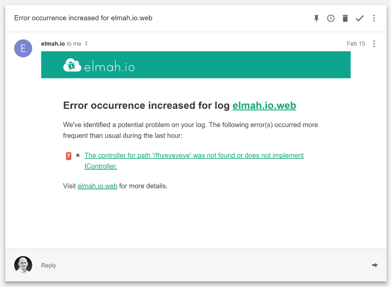 New error impact email highlights repeating errors