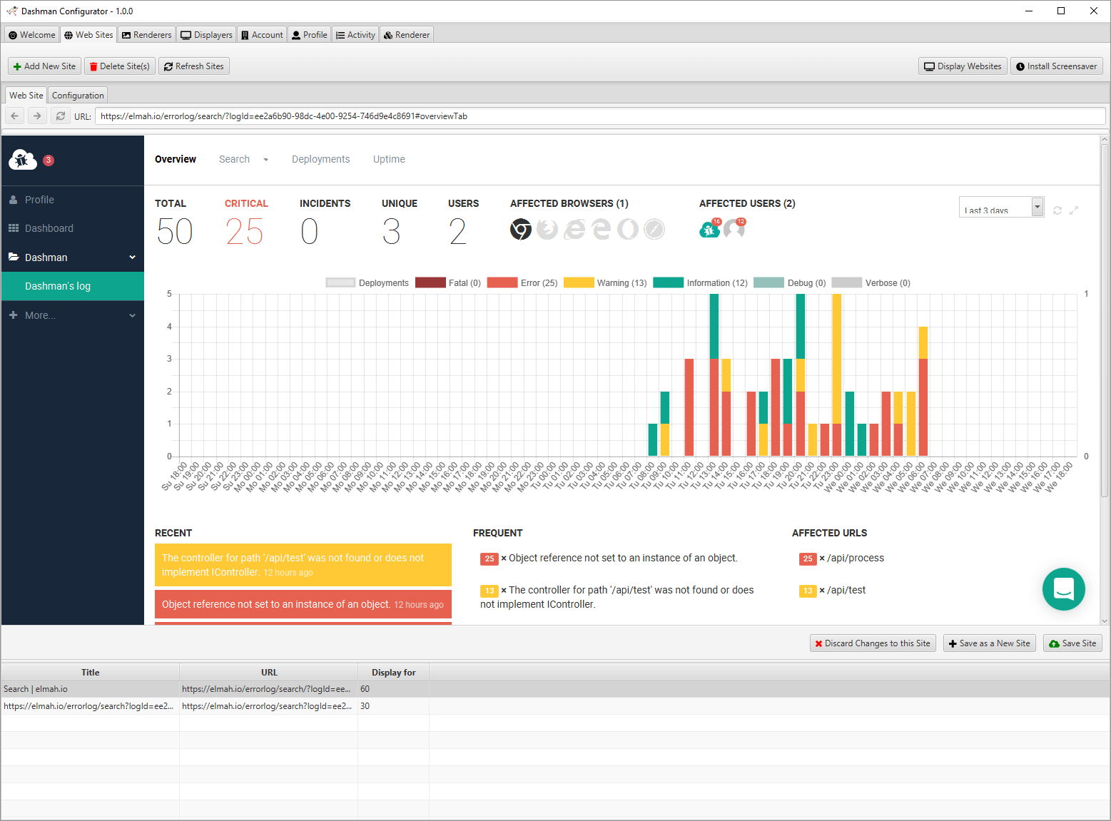 Dashman - elmah.io dashboard