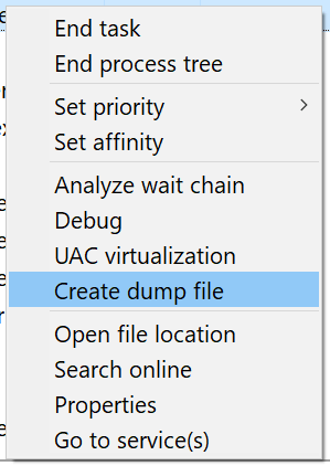 Create dump file