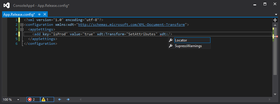 IntelliSense in transform files