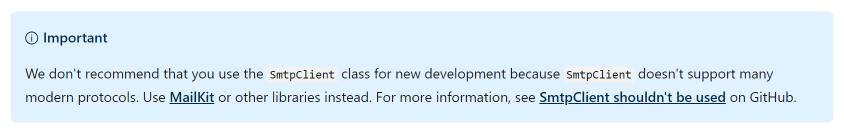 SmtpClient recommendation
