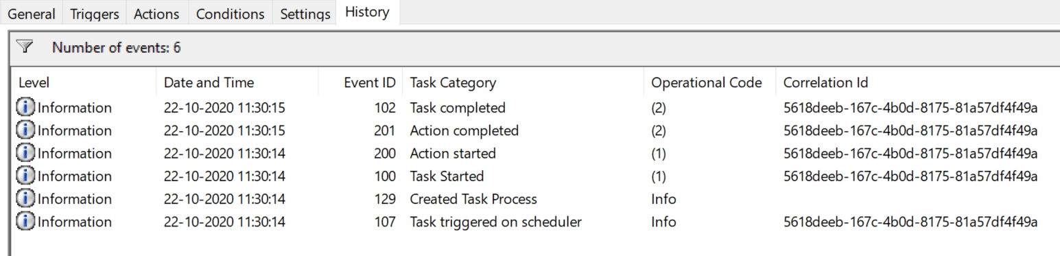 Task history