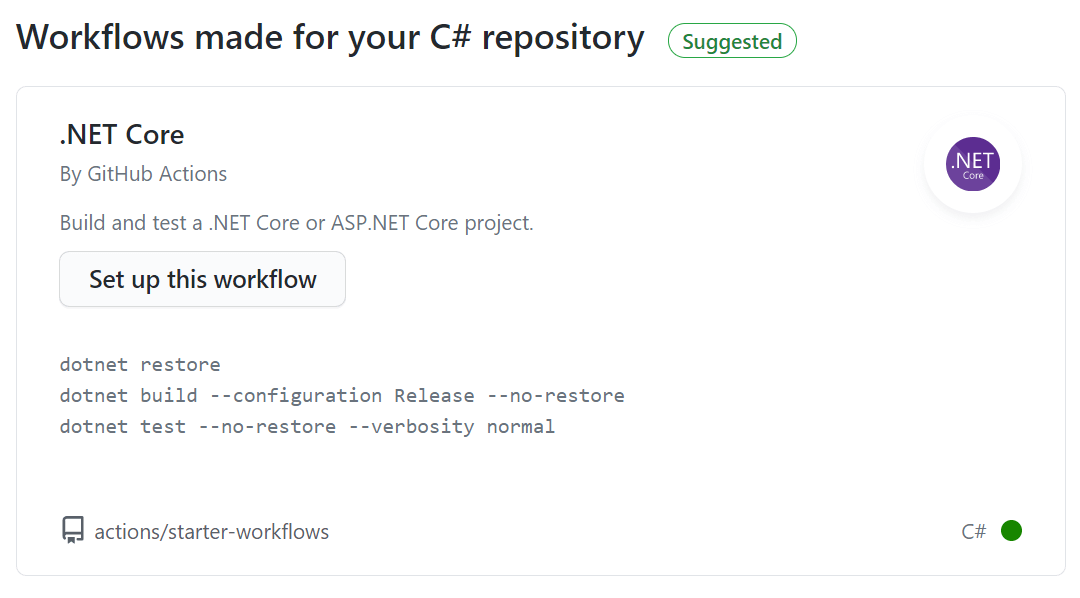 .NET Core workflow