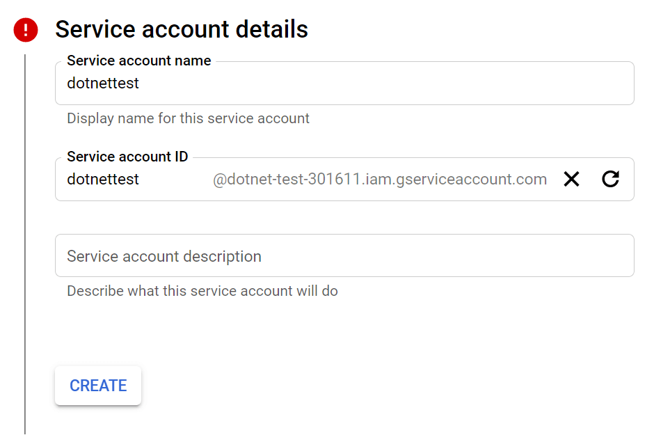 Service account details