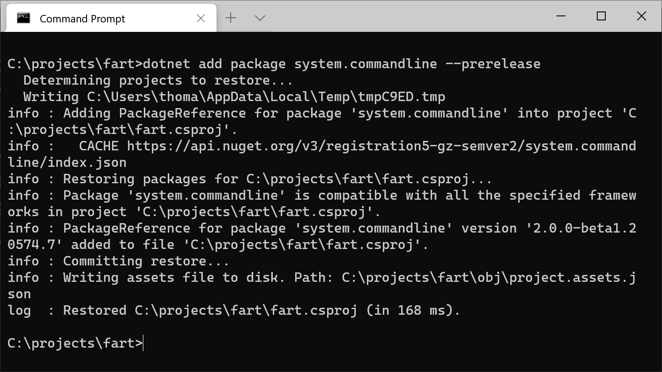 Install the System.CommandLine NuGet package