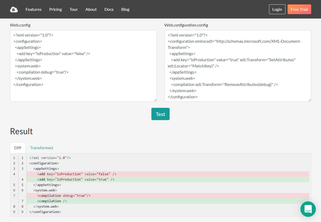 Web.config Transformation Tester