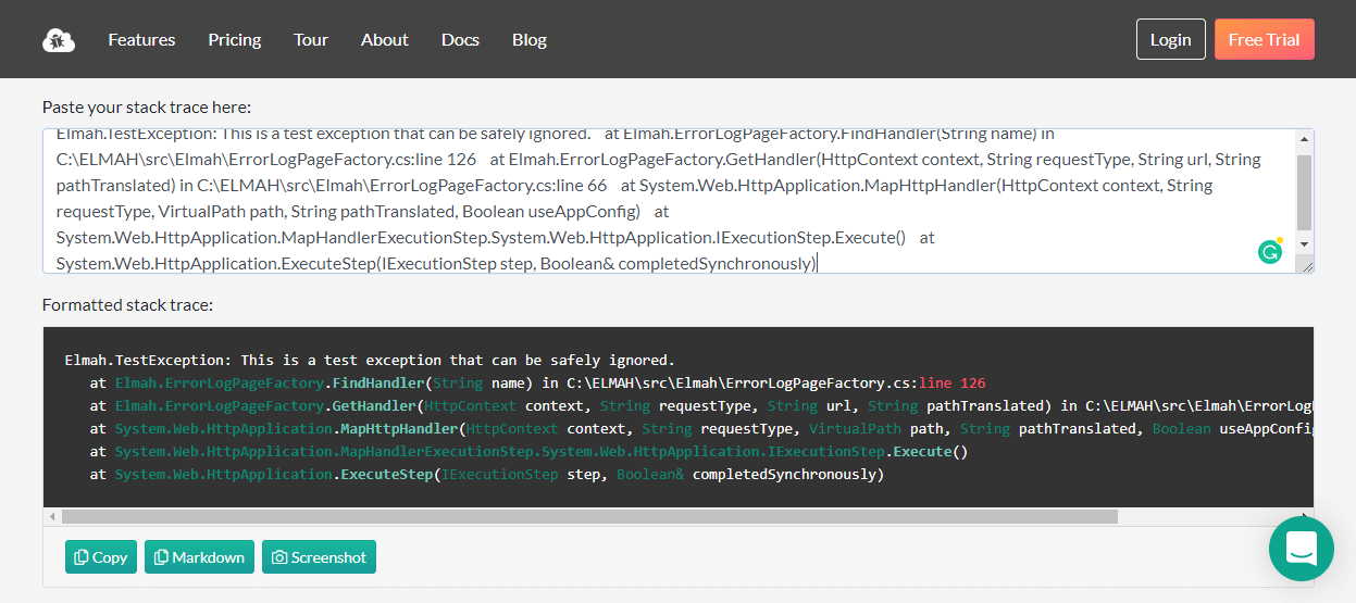 Stack Trace Formatter