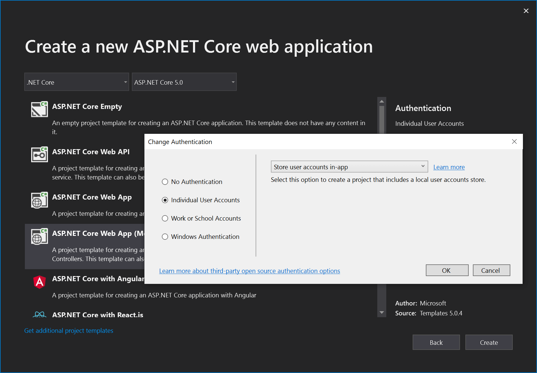 Create new ASP.NET Core project