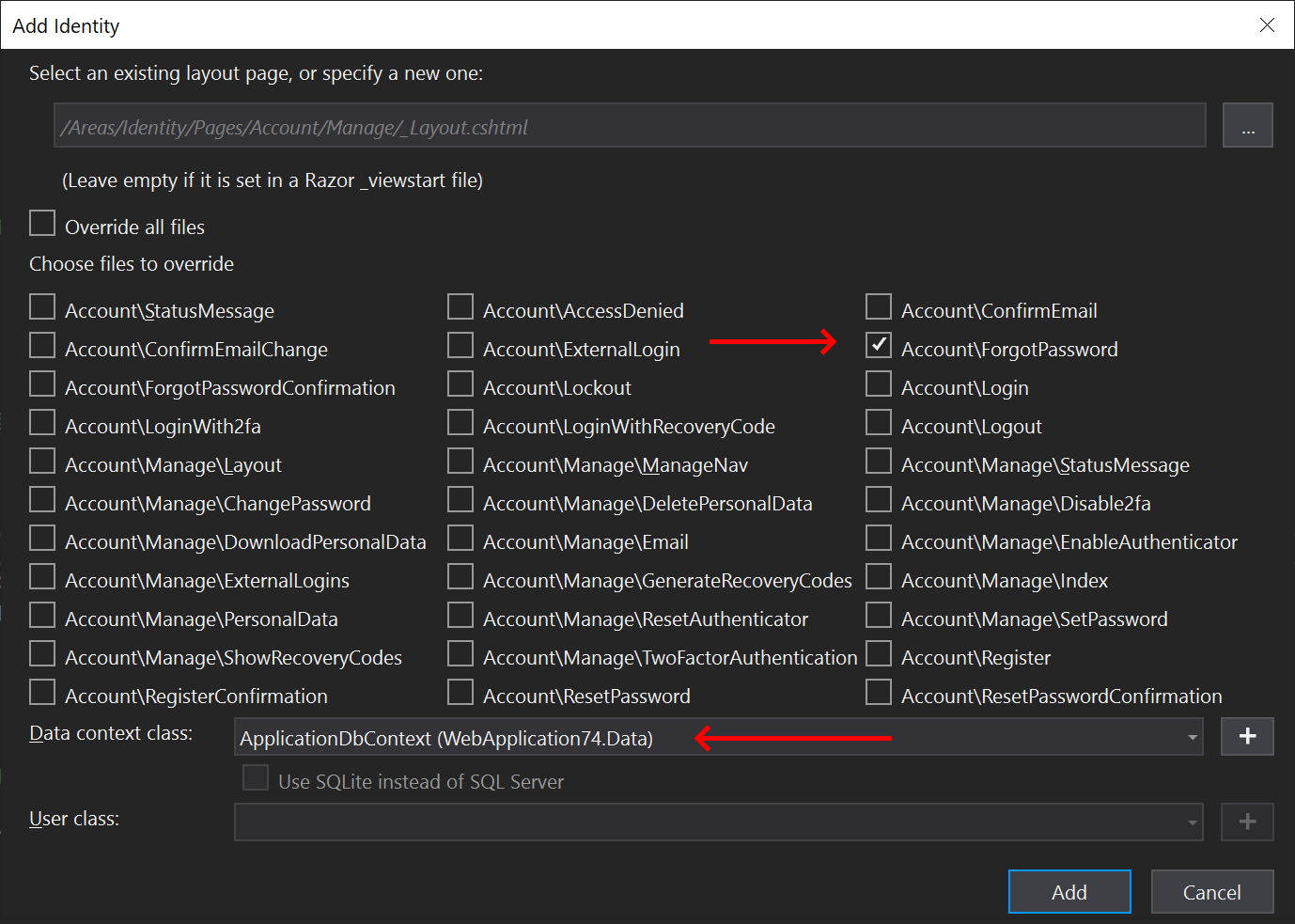 Select files to generate