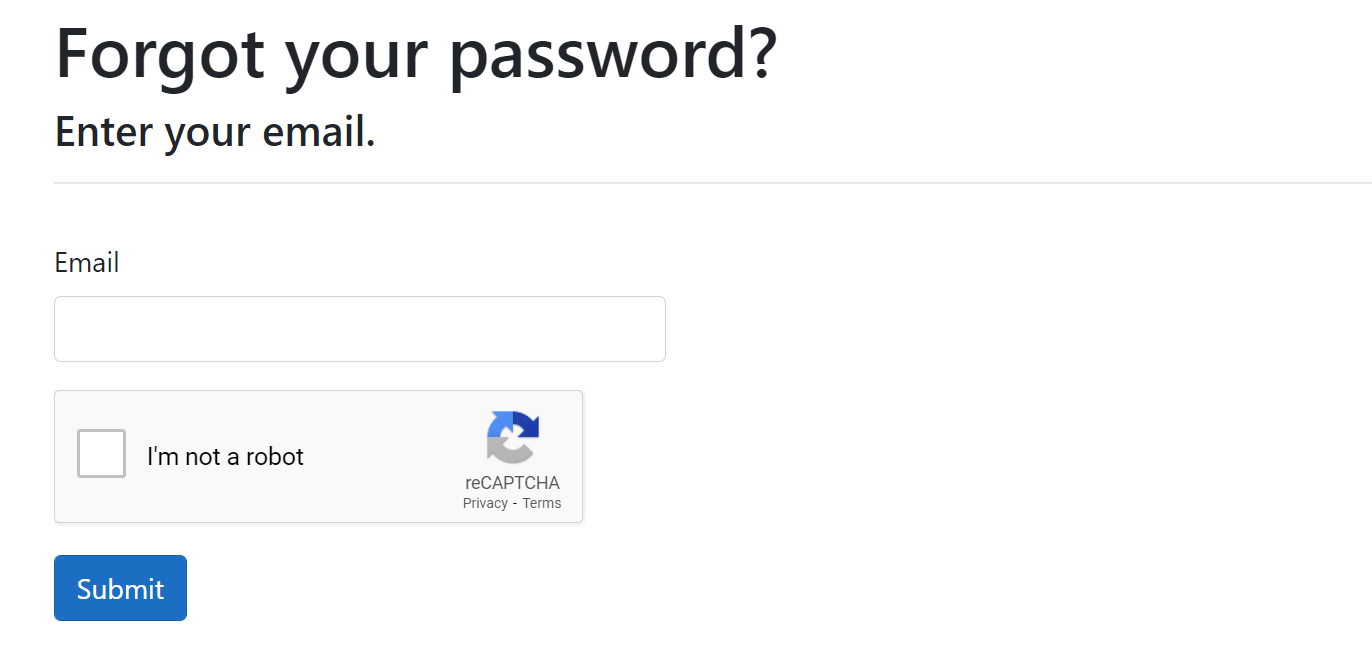 Forgot your password page