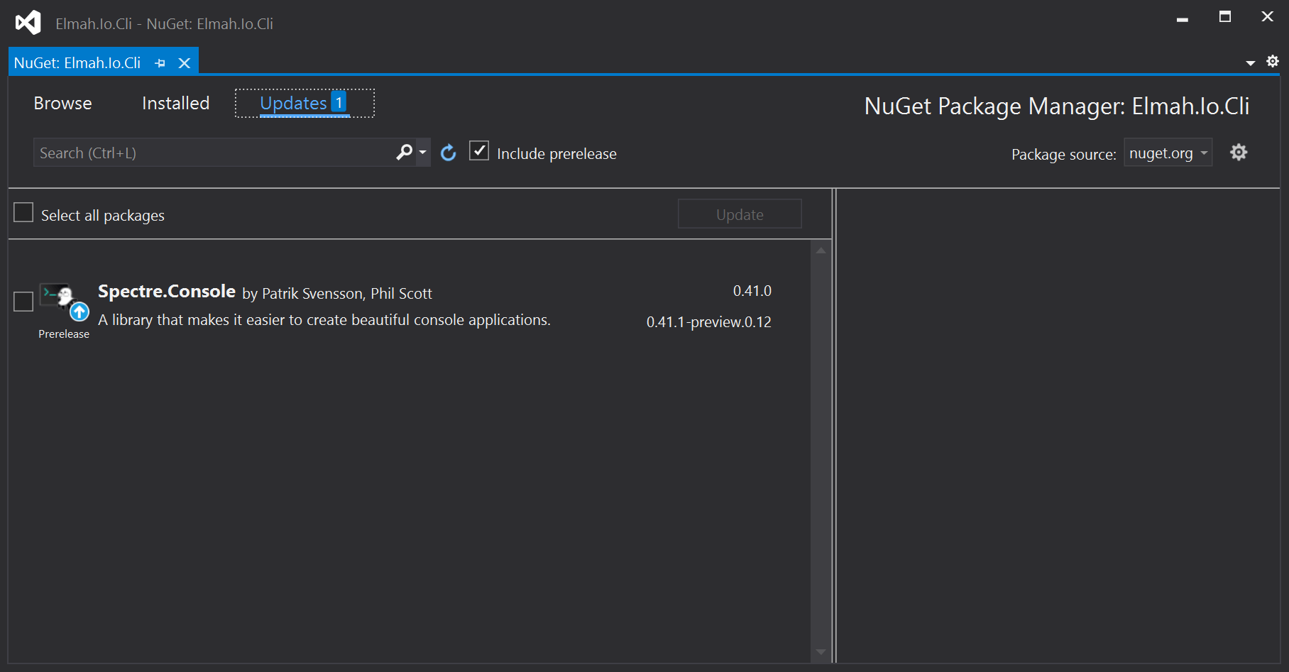 Update through Visual Studio