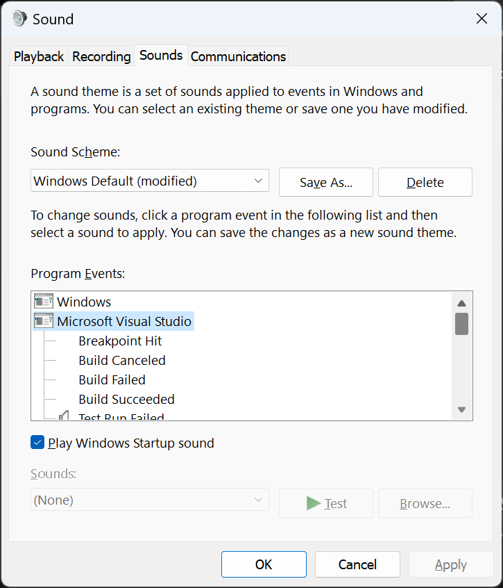 Visual Studio sounds