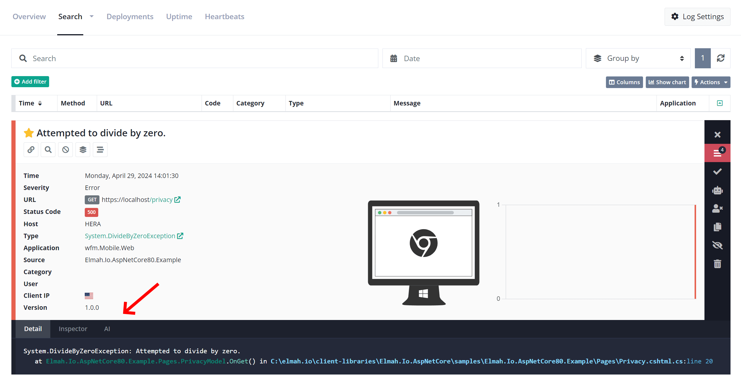 Inspect error in elmah.io