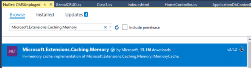 Install Microsoft.Extensions.Caching.Memory