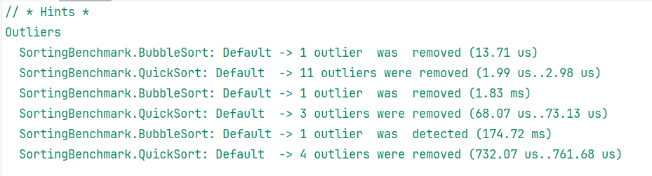 Benchmark output