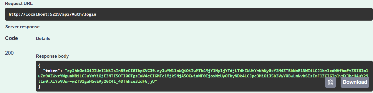 Login response