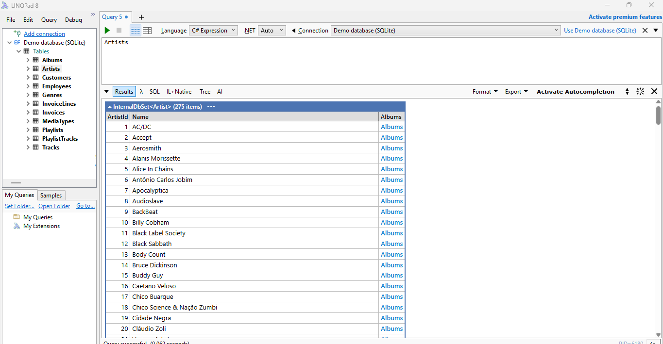 Query table