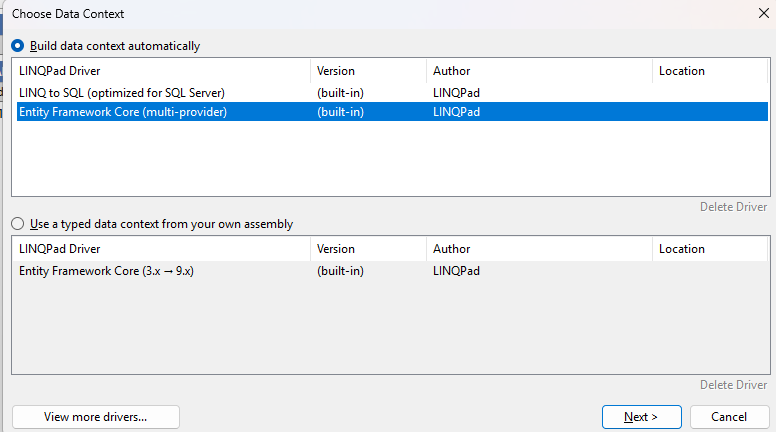 Choose Data Context