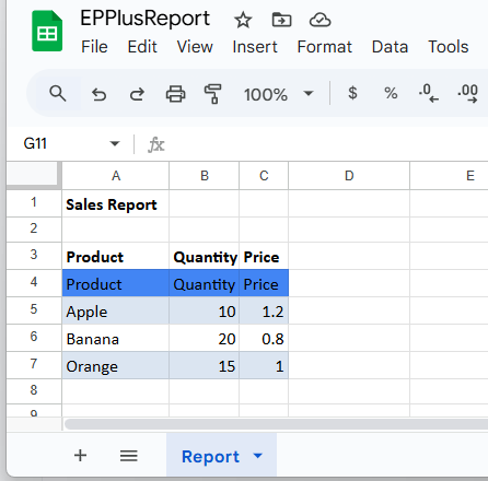Output Excel file
