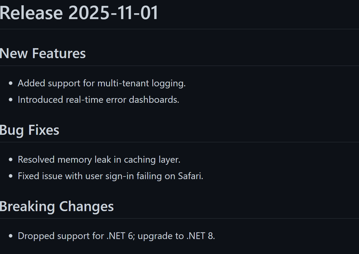 Release note details