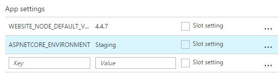 Specifying the Staging variable on Azure