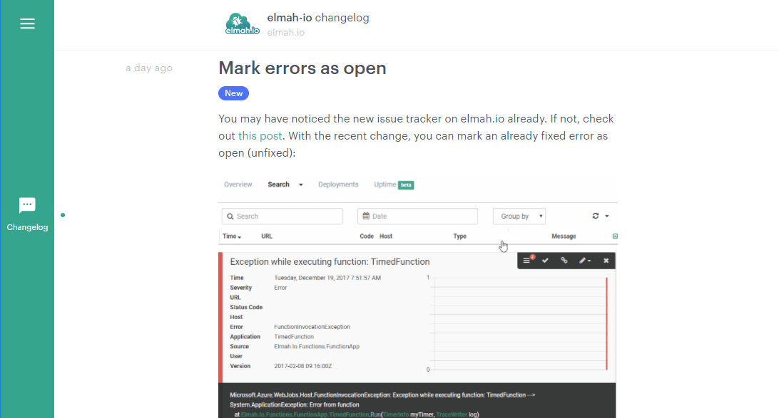 elmah.io changelog