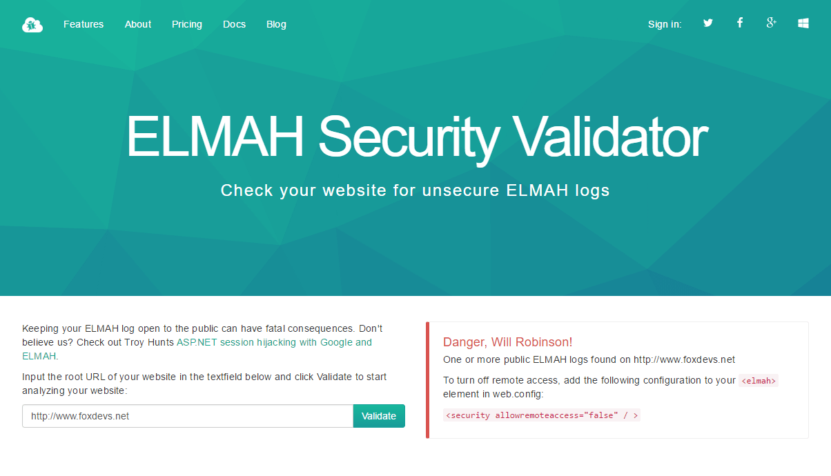 ELMAH Security Validator