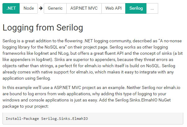 Installing using Serilog